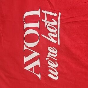 VINTAGE Hanes Fifty-Fiftt Made in the USA Single Stitch Avon We're Hot Red Tee